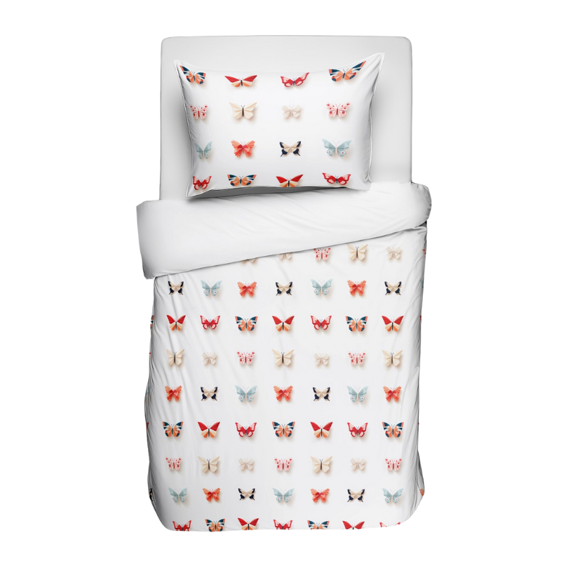 Fresh and Co Kids Dekbedovertrek Katoen Origami Vlinder Dieren 140x200 Cm  - 