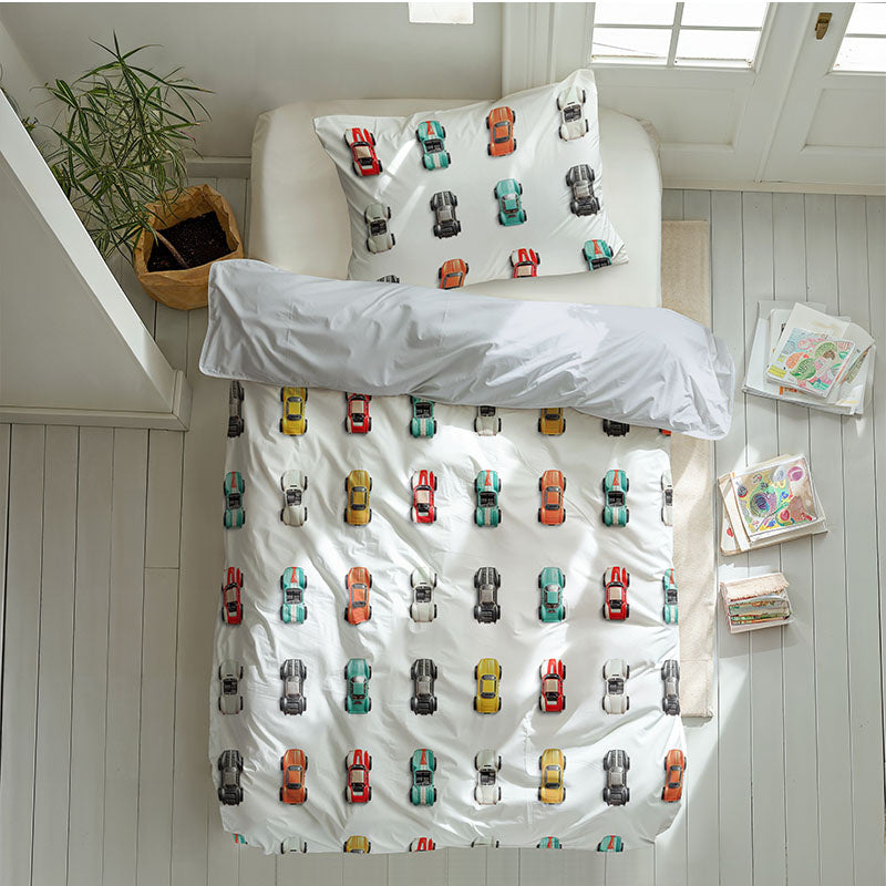 Fresh and Co Kids Dekbedovertrek Katoen Roadsters Dieren 140x200 Cm  - 