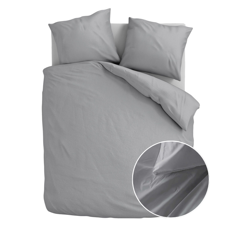 Fresh and Co Dekbedovertrek Katoen Flanel Uni Lichtgrijs Effen 140x200 Cm  - 
