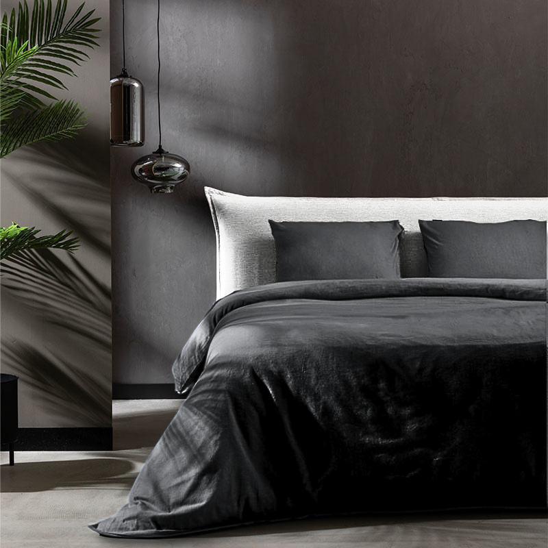 Fresh and Co Dekbedovertrek Katoen Flanel Uni Effen 140x200 Cm Antraciet Verwarmend  - 