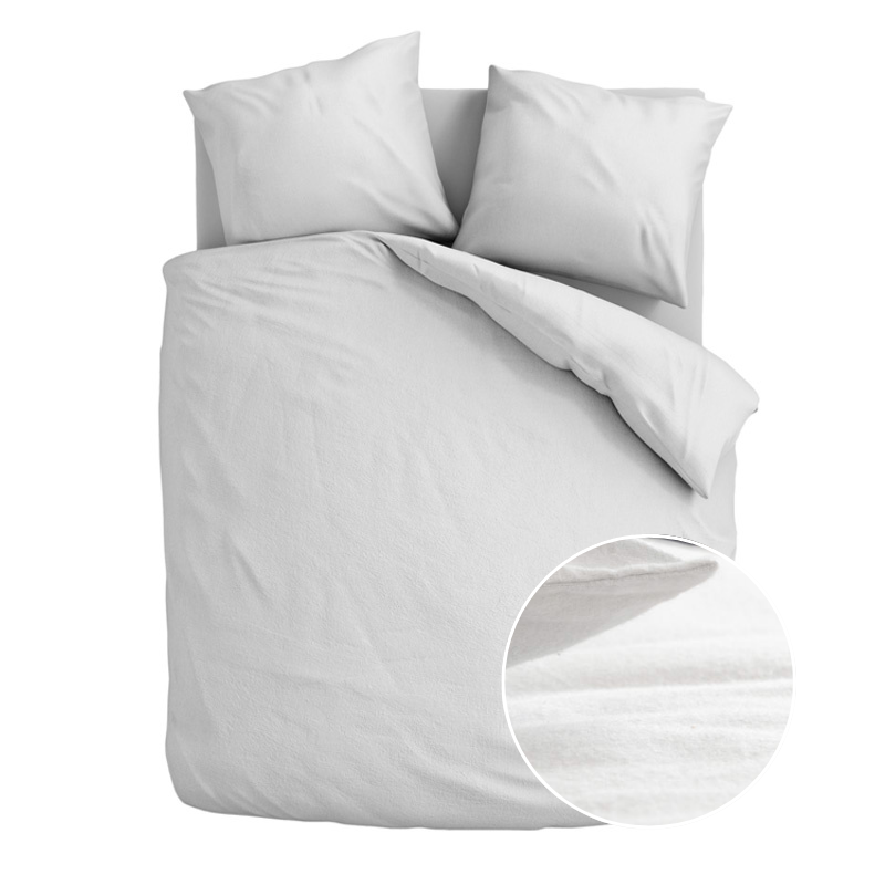 Fresh and Co Dekbedovertrek Katoen Flanel Uni Wit Effen 140x200 Cm Verwarmend  - 