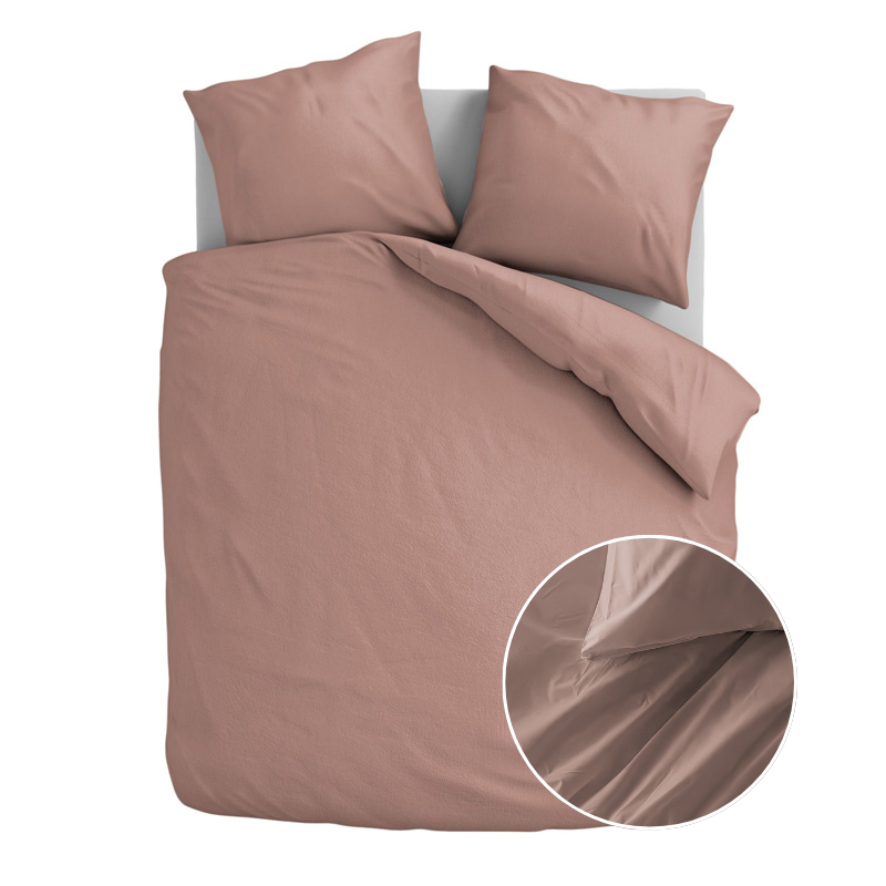 Fresh and Co Dekbedovertrek Katoen Flanel Uni Koraal Effen 140x200 Cm  - 