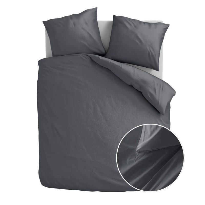 Fresh and Co Dekbedovertrek Katoen Flanel Uni Antraciet Effen 140x200 Cm  - 