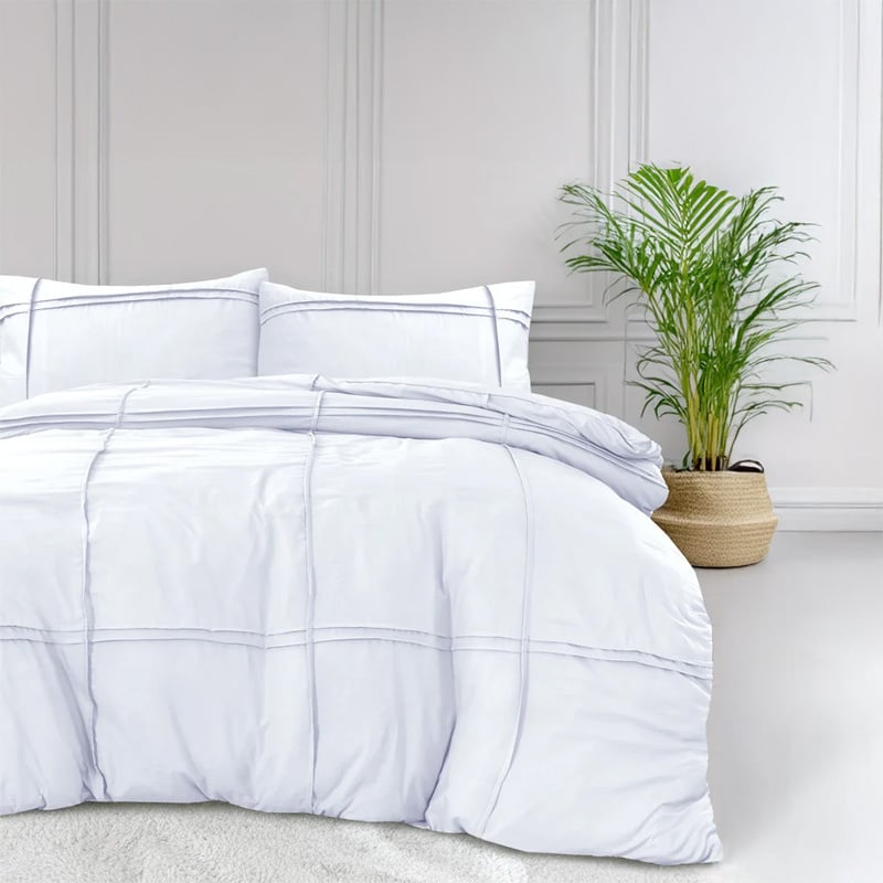 Sleeptime Dekbedovertrek Washed Tufted Wit Effen 140x200 Cm Anti Allergie  - 