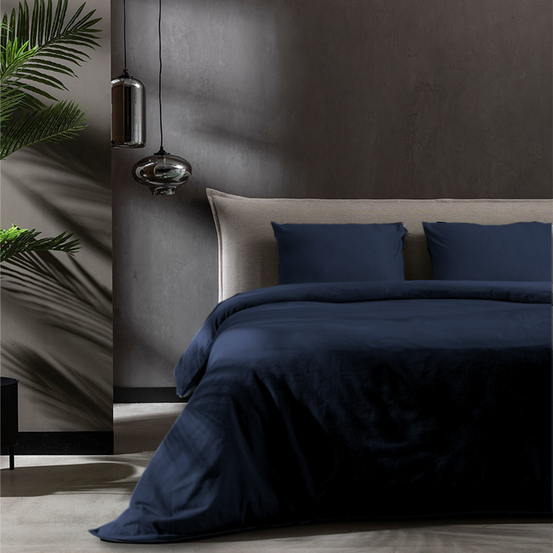 Fresh and Co Dekbedovertrek Katoen Flanel Uni Effen 200x200 Cm Navy Verwarmend  - 
