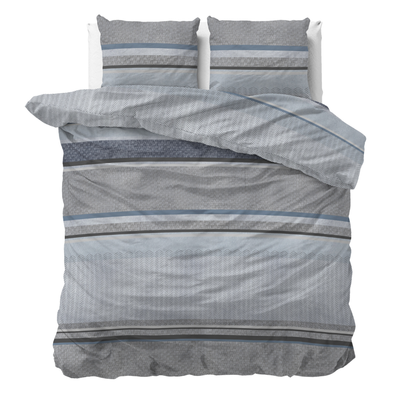 Sleeptime Dekbedovertrek Tados Grey Strepen 200x200 Cm Anti Allergie & Anti Huisstofmijt  - 