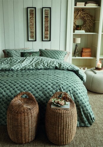 Rivièra Maison Dekbedovertrek Woven Wool Groen 240x200/220 cm