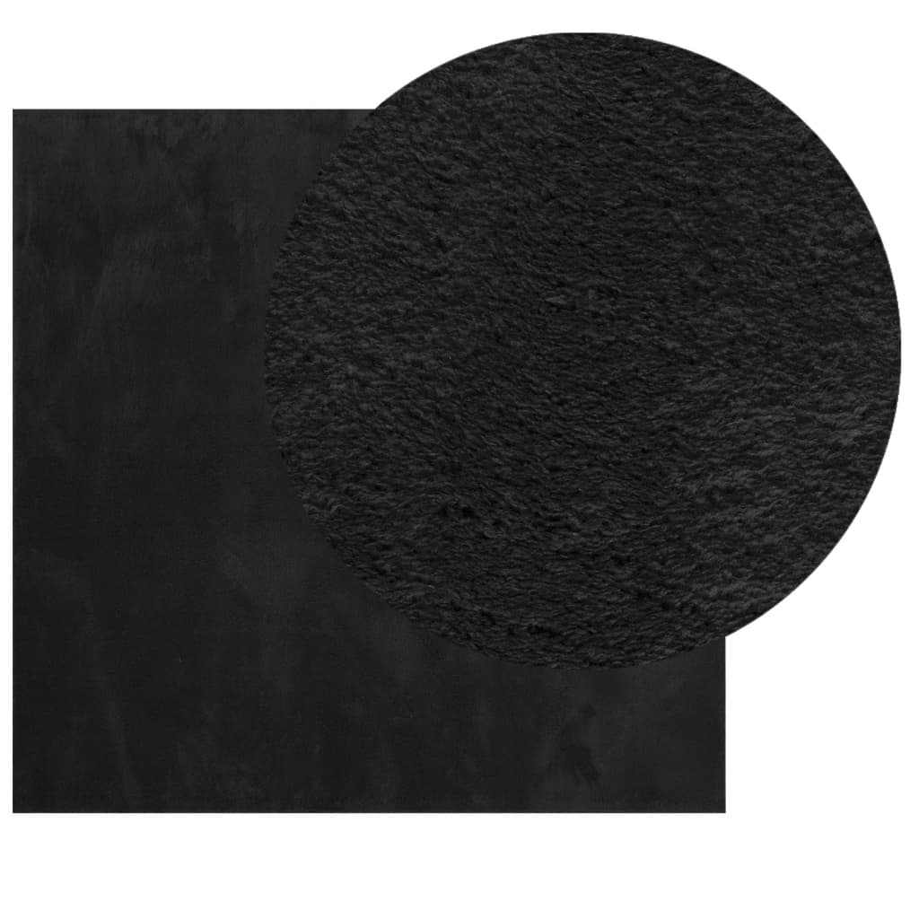 vidaXL Vloerkleed HUARTE laagpolig zacht wasbaar 120x120 cm zwart