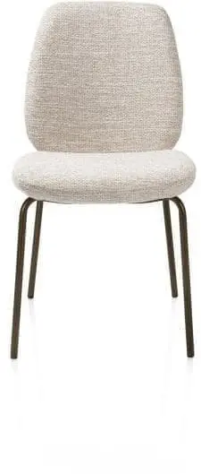 Fae eetkamerstoel - 4-pootjes steelbrown - stof Bellini - creme