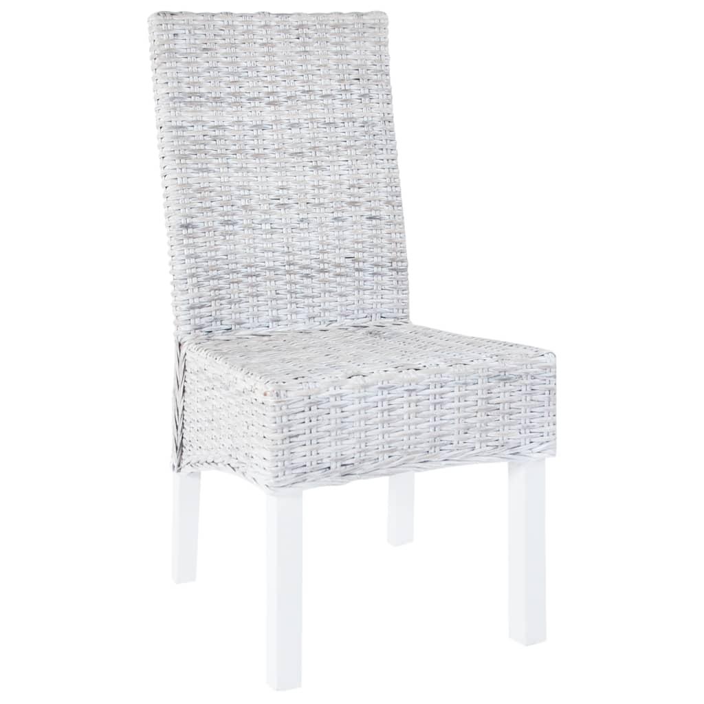 vidaXL Eetkamerstoelen 2 st kubu rattan en mahoniehout lichtbruin