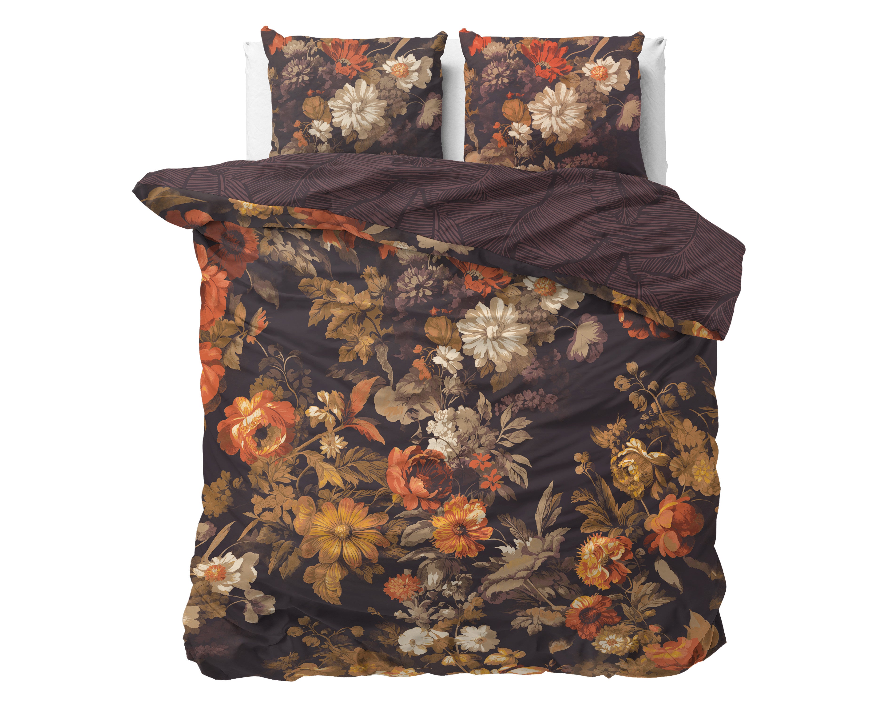 RoyalTextile - Art flowers Bruin Dekbedovertrek - 200 x 220