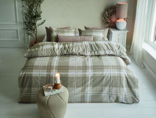 Rivièra Maison Dekbedovertrek Tartan Check Zand 200x200/220 cm