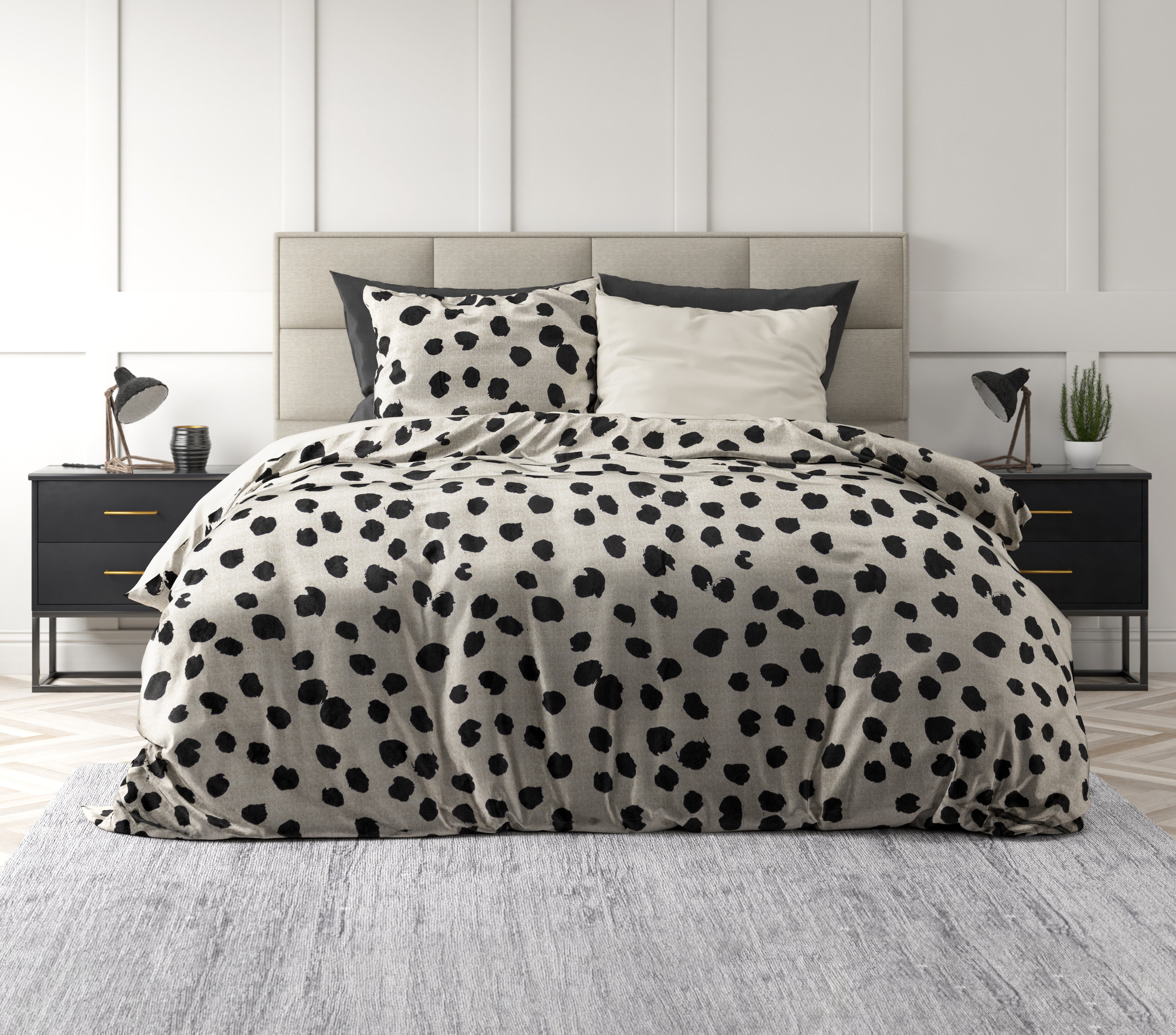 RoyalTextile - Velvet Stip Dekbedovertrek - Wit - 240 x 220