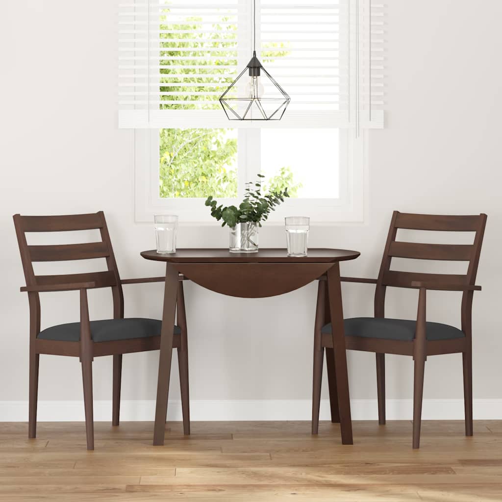 vidaXL Eetkamerstoelen met kussens 2 stuks bruin massief hout rubber