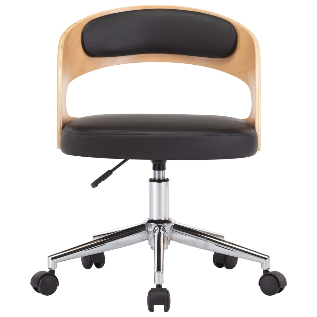 vidaXL Eetkamerstoelen 4 st draaibaar gebogen hout en kunstleer zwart