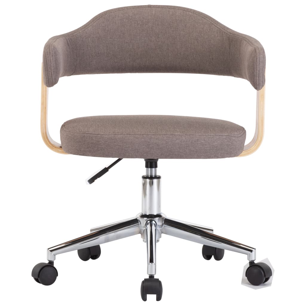 vidaXL Eetkamerstoelen 4 st draaibaar gebogen hout en stof taupe