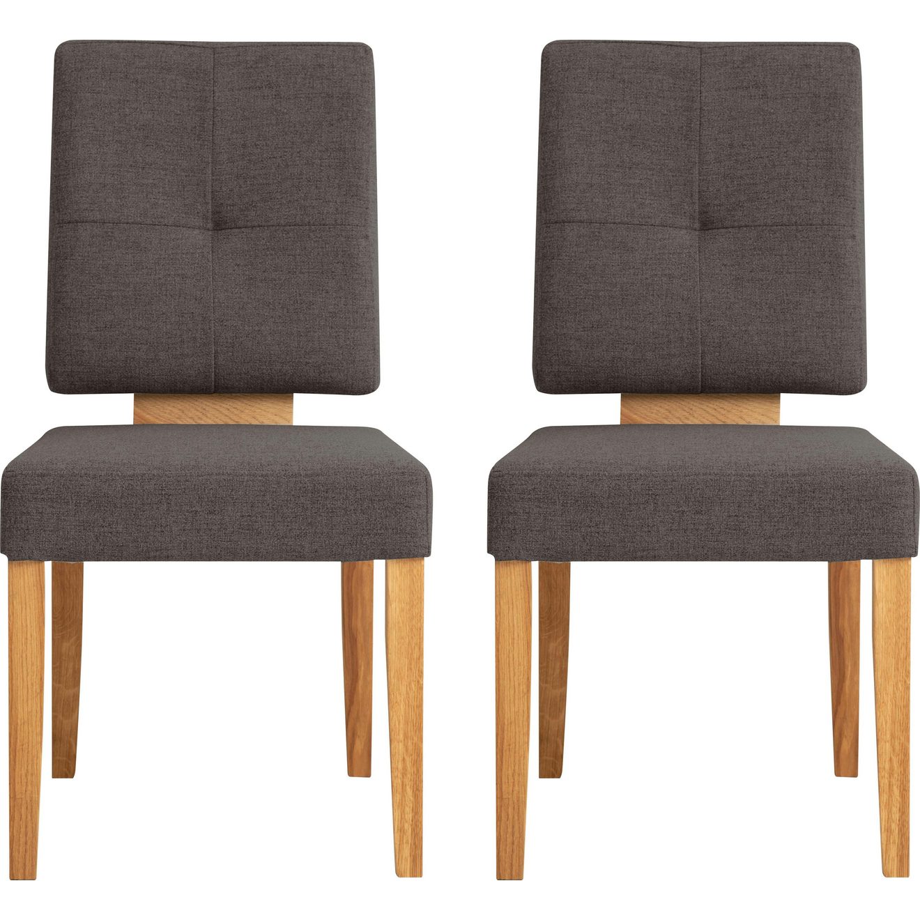 Home affaire Eetkamerstoel Ponza gestoffeerde stoel Frame van massief geolied eiken, eetkamer bestseller (set, 2 stuks)