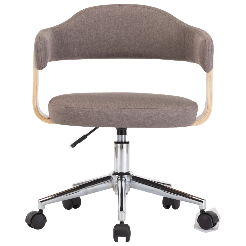 vidaXL Eetkamerstoelen 6 st draaibaar gebogen hout en stof taupe