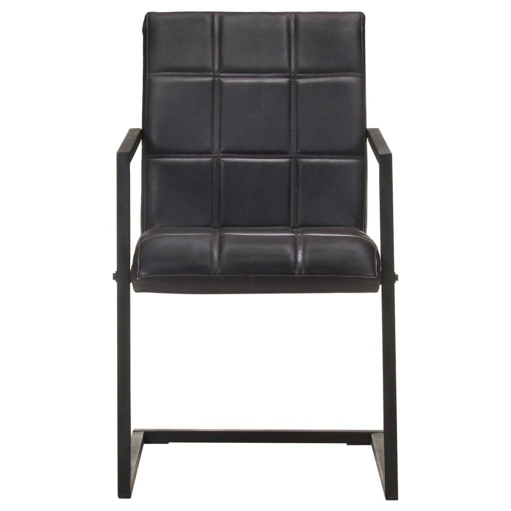 vidaXL Eetkamerstoelen 6 st echt leer zwart
