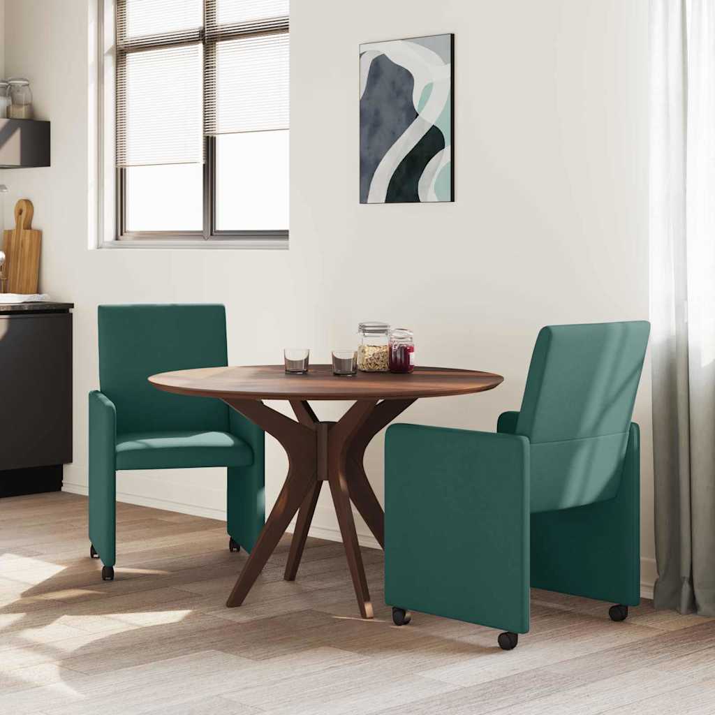 vidaXL Eetkamerstoel met kussen 2 pcs Donkergroen 57 x 66 x 94 cm Stof