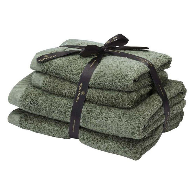 Aquanova Rio - Handdoek bundel - GOTS KATOEN - 2x 50x100 + 2x 67x130 cm - Forest (legergroen) RIOBUS-269