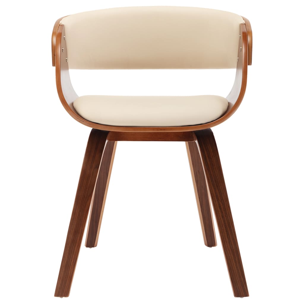 vidaXL Eetkamerstoelen 4 st gebogen hout en kunstleer crèmekleurig