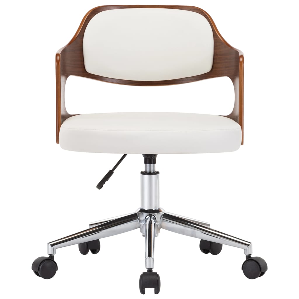 vidaXL Eetkamerstoelen draaibaar 6 st gebogen hout en kunstleer wit