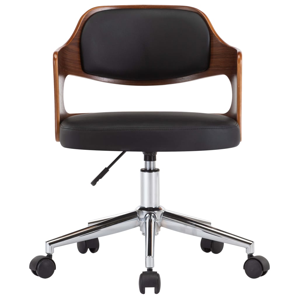 vidaXL Eetkamerstoelen draaibaar 6 st gebogen hout en kunstleer zwart