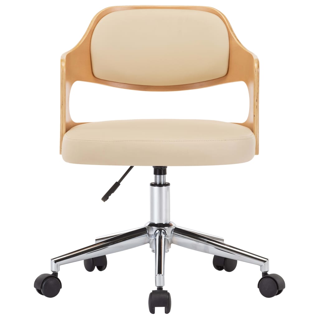 vidaXL Eetkamerstoelen draaibaar 6 st gebogen hout en kunstleer crème