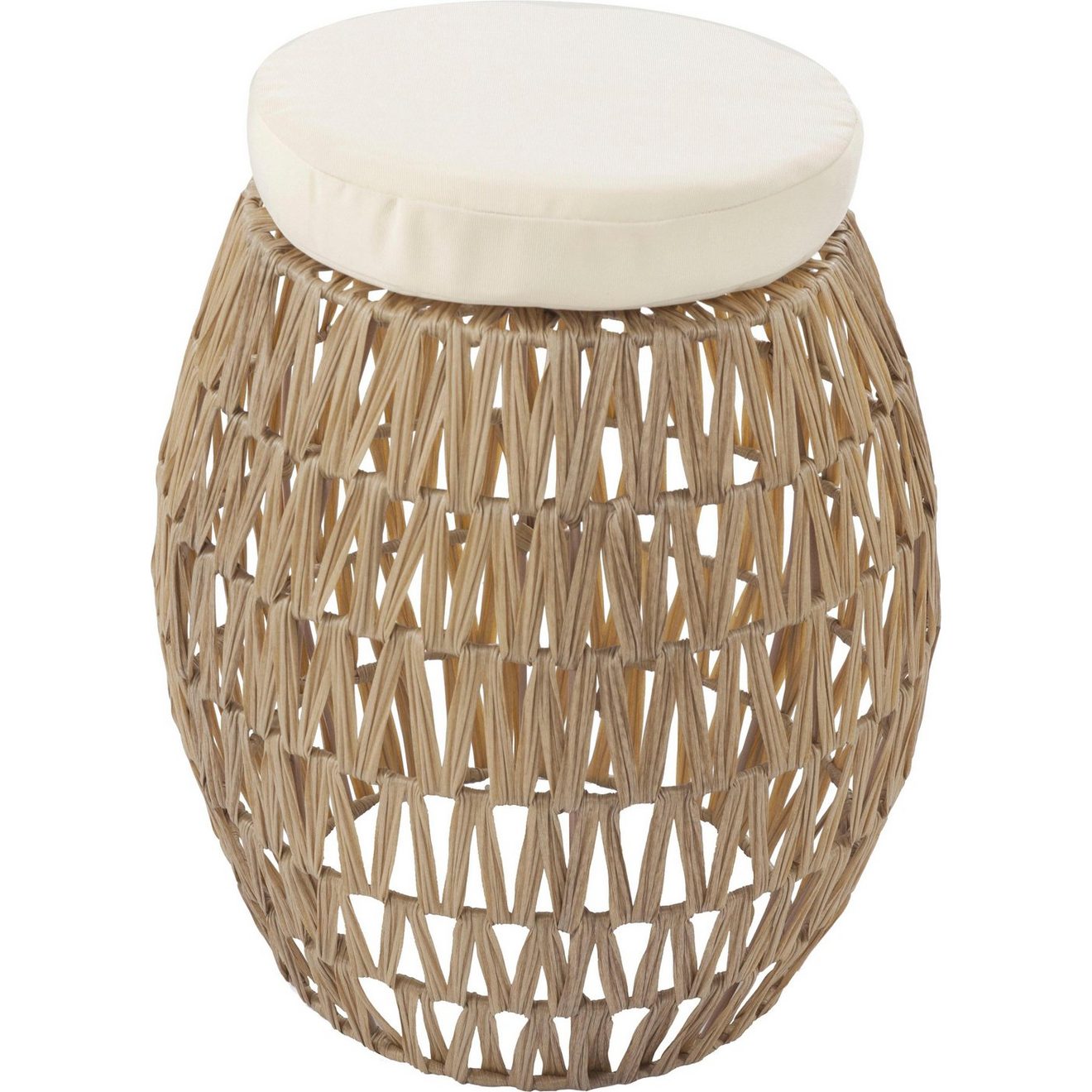 Kayoom Rotanstoel Stoel / Hocker Alba Lichtbruin, 2-delige set rattan hockers, bast-look (1 stuk)