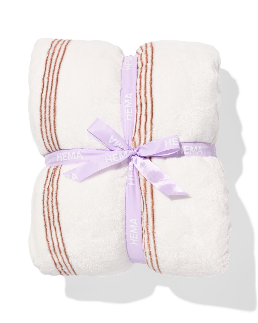 051 Plaid 130x150cm Sherpa Strepen Bruin (beige)
