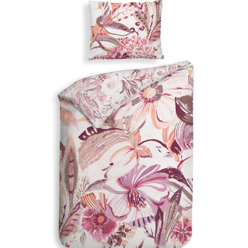 Heckett Lane Dekbedovertrek Kina Katoen Satijn Bloemen 140x200 Cm Anti Allergie  - 