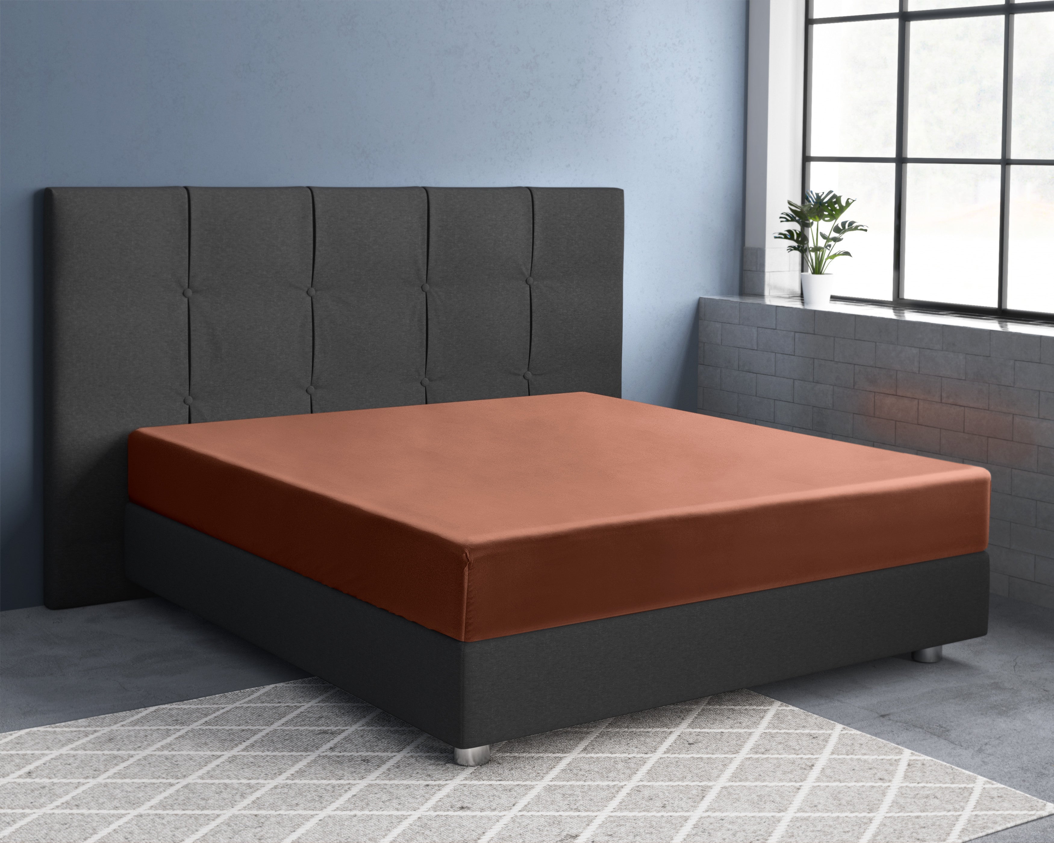 RoyalTextile - Hoeslaken Katoen-Satijn - Bruin - 140 x 200