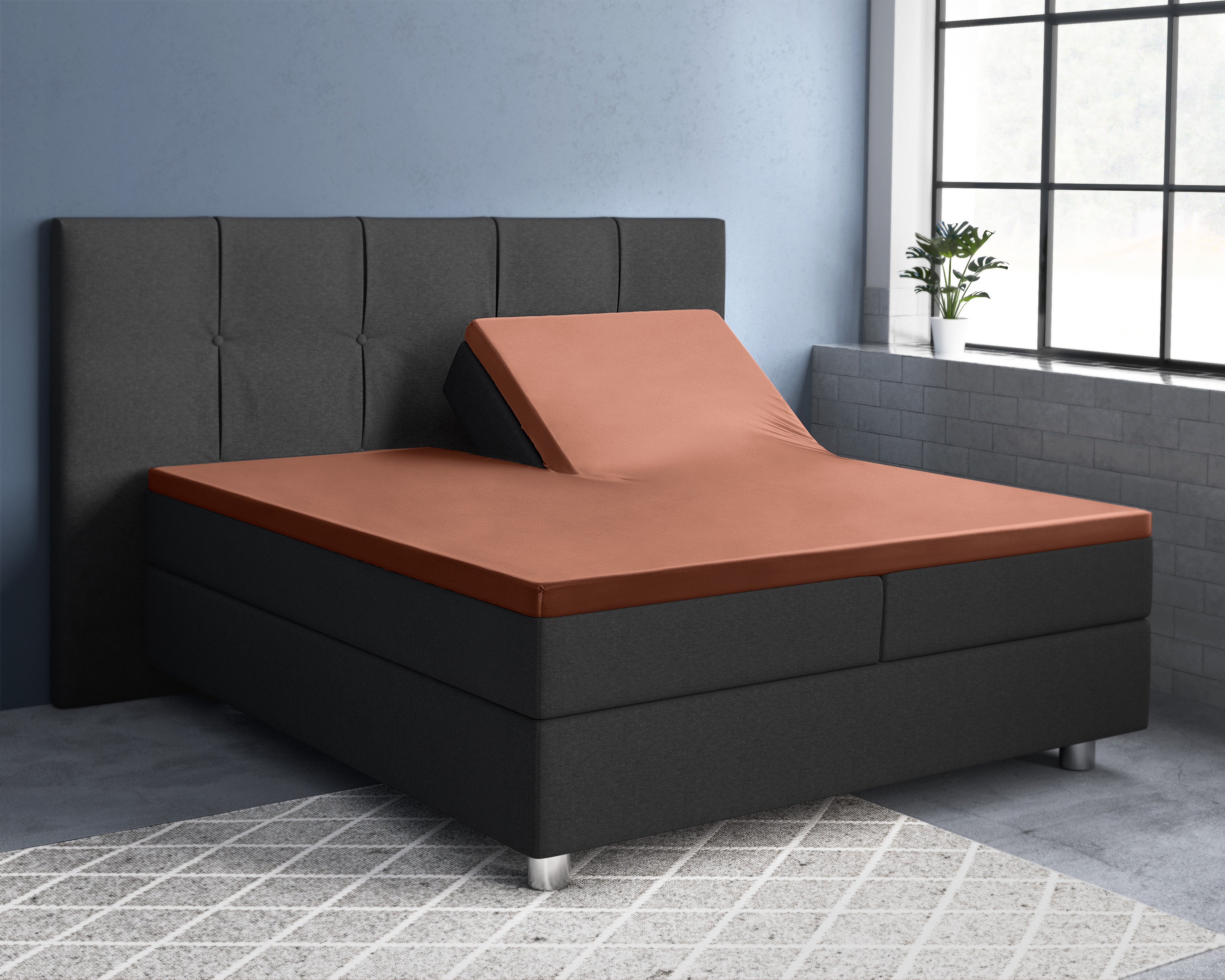 RoyalTextile - Splittopper Hoeslaken Katoen-Satijn - Bruin - 180 x 220