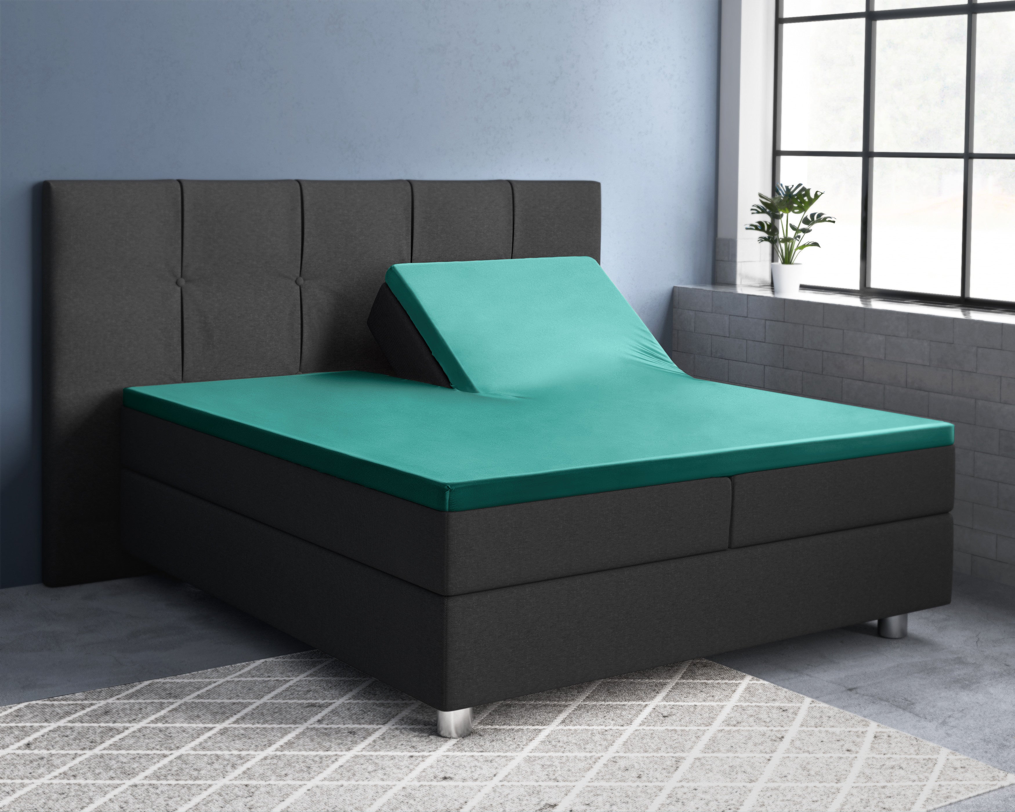 RoyalTextile - Splittopper Hoeslaken Satijn - Donkergroen - 180 x 220