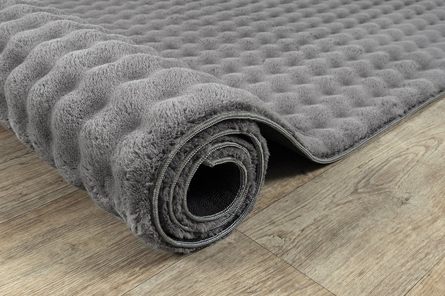 Merinos Karpet24 Flow - Knuffelig Bubbeltapijt, Wasbaar & Antislip, Zacht en Onderhoudsvriendelijk, Antraciet-Ø 120 cm rond