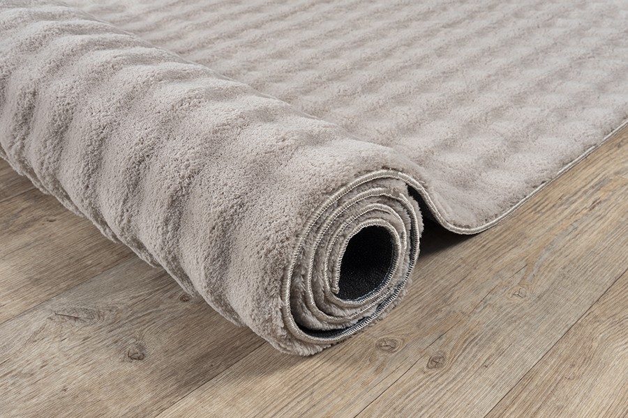 Merinos Karpet24 Flow - Knuffelig Bubbeltapijt, Wasbaar & Antislip, Zacht en Onderhoudsvriendelijk, Zand-Ø 120 cm rond