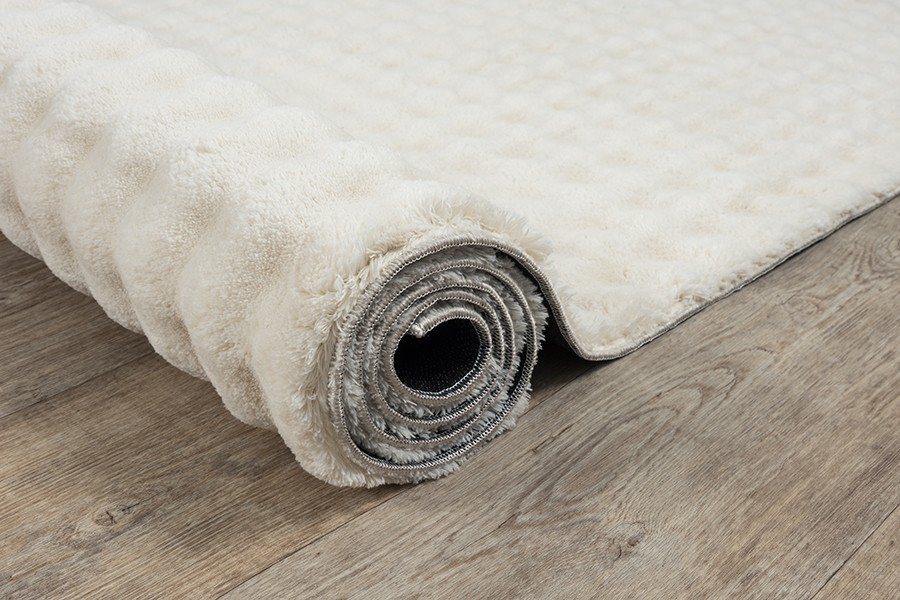 Merinos Karpet24 Flow - Knuffelig Bubbeltapijt, Wasbaar & Antislip, Zacht en Onderhoudsvriendelijk, Beige-Ø 120 cm rond