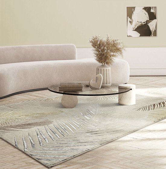 Merinos Karpet24 Modern Vloerkleed Creation - Laagpolig met Hoog-Laag Effect, Crème-140 x 200 cm