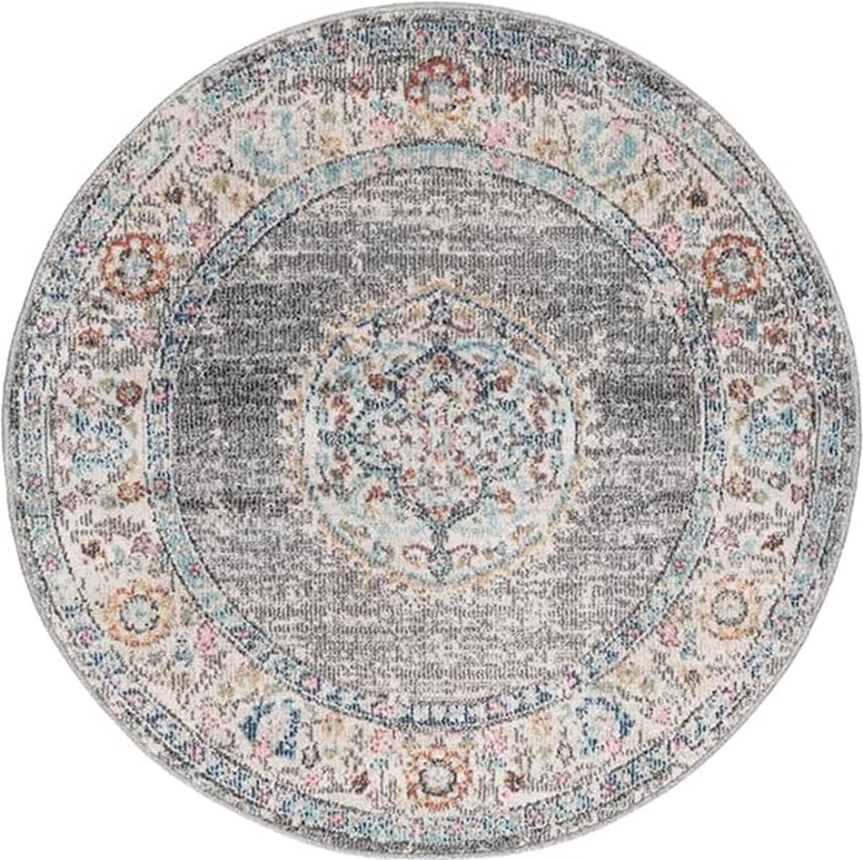 Merinos Karpet24 Salsa - Vintage Vloerkleed Grijs, Weerbestendig & UV-bestendig voor Binnen & Buiten-Ø 120 cm rond