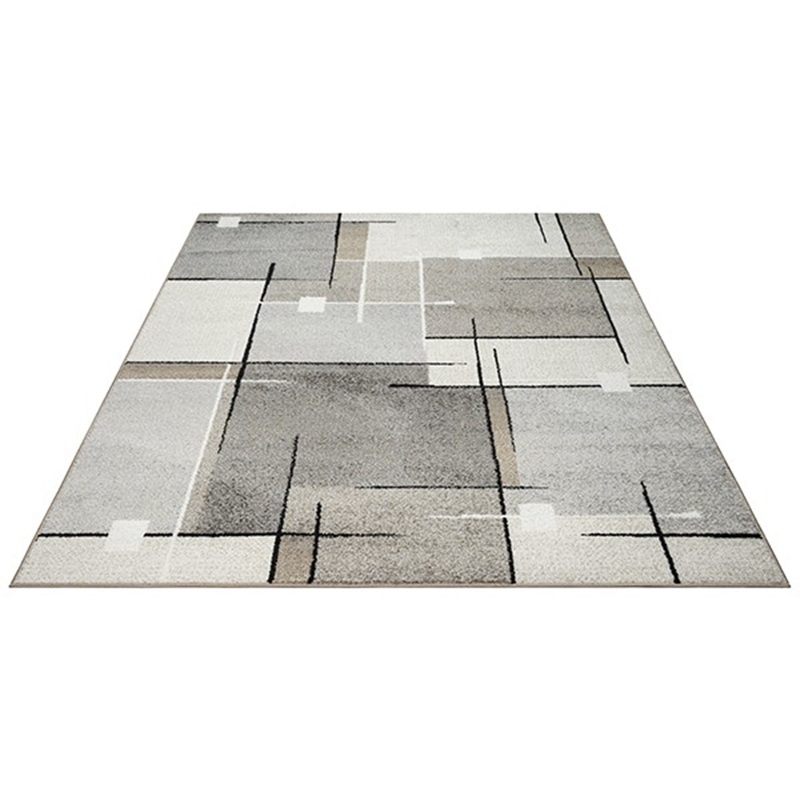 Merinos Modern Geometrisch Laagpolig Vloerkleed - Grijs, Zwart & Beige Stijlvolle Blikvanger-120 x 160 cm
