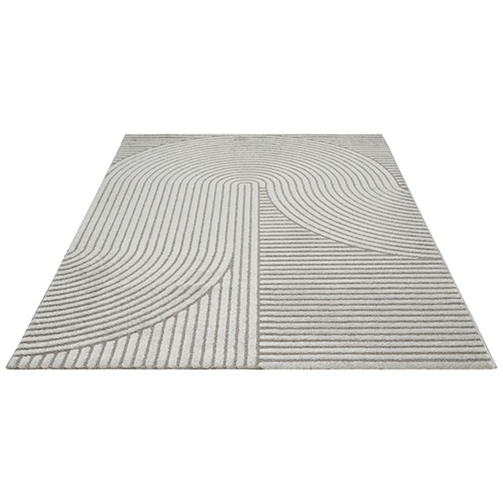 Merinos Vloerkleed Elio Japandi - Modern Design met Halve Cirkels in Grijs-140 x 200 cm