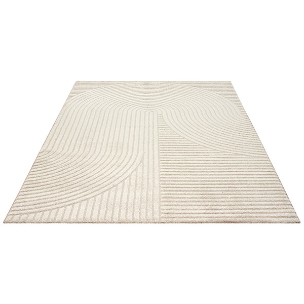 Merinos Vloerkleed Elio Japandi - Modern Design met Halve Cirkels in Beige-140 x 200 cm