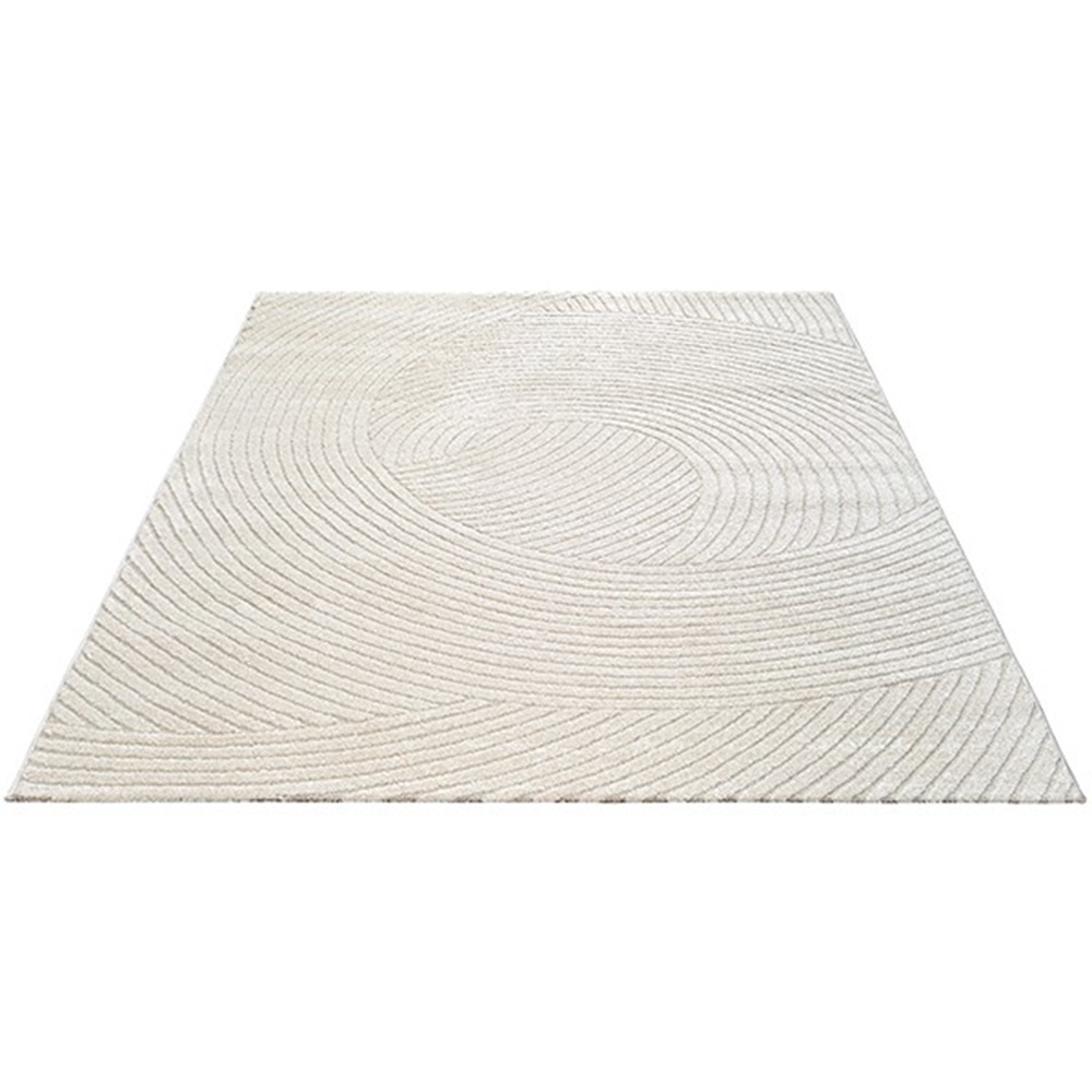 Merinos Vloerkleed Elio Japandi - Modern Design met Ronde Lijnen in Crème-140 x 200 cm