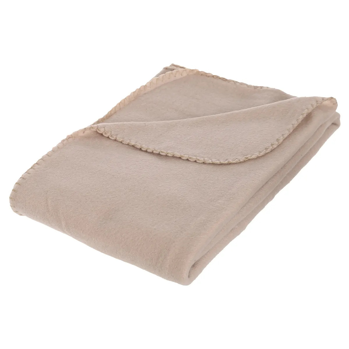 Atmosphera Polar Fleece deken of plaid - beige - 125 x 150 cm - polyester - Bankdeken - Fleece plaid -