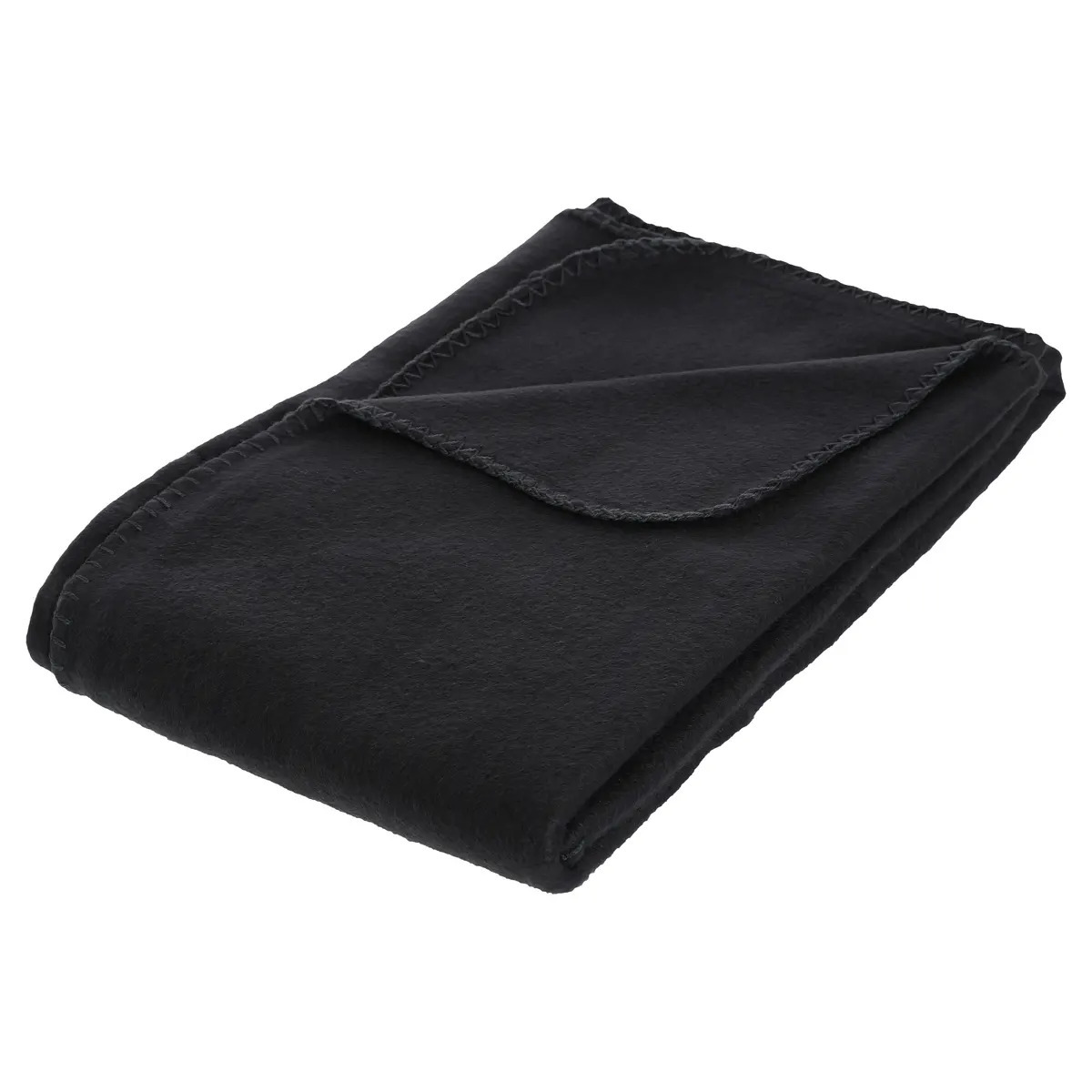 Atmosphera Polar Fleece deken of plaid - zwart - 125 x 150 cm - polyester - Bankdeken - Fleece plaid -