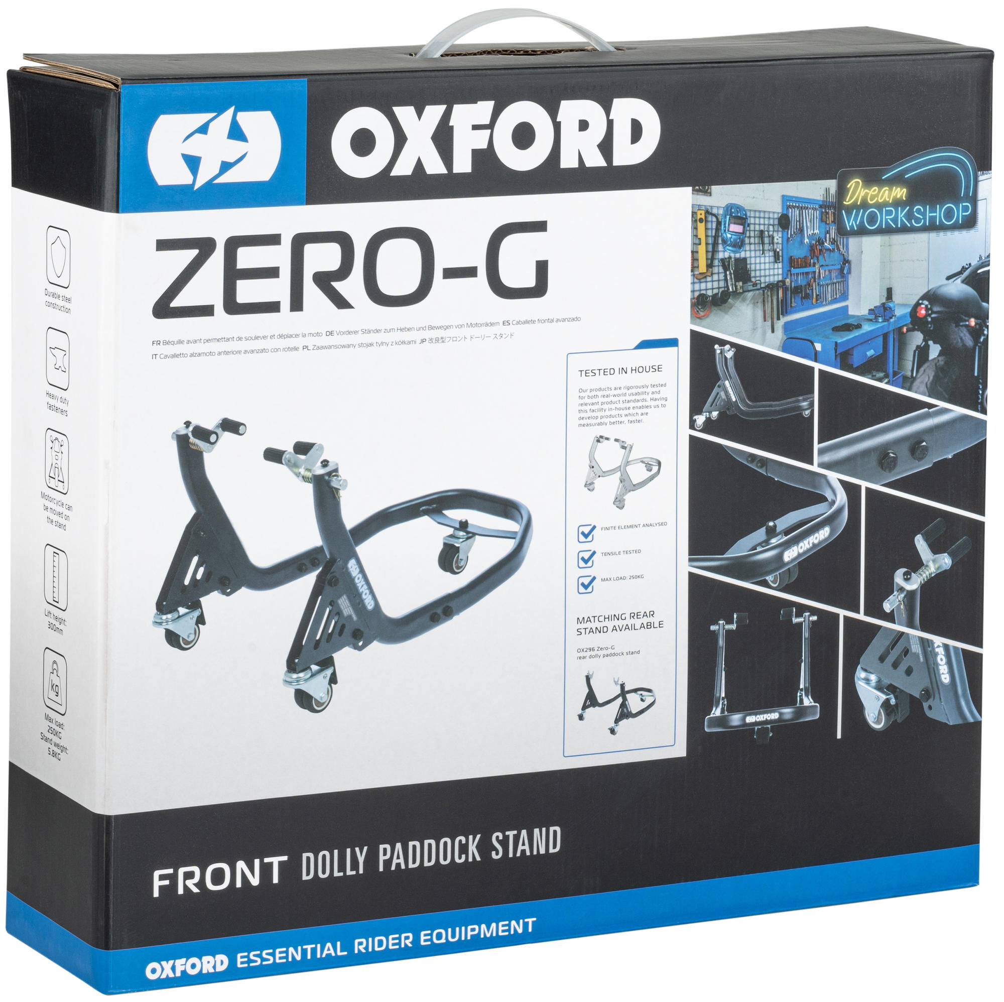 OXFORD Paddockstand voorwiel ZERO-G Dolly, voor de motor, Grijs