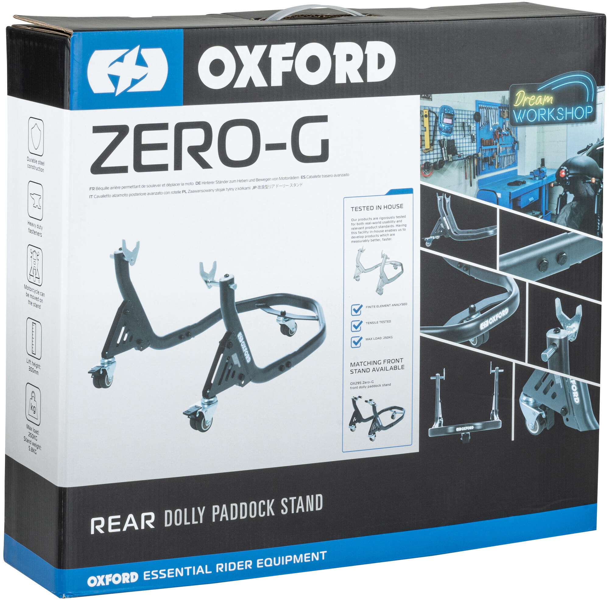 OXFORD Paddockstand achterwiel ZERO-G Dolly, voor de motor, Grijs