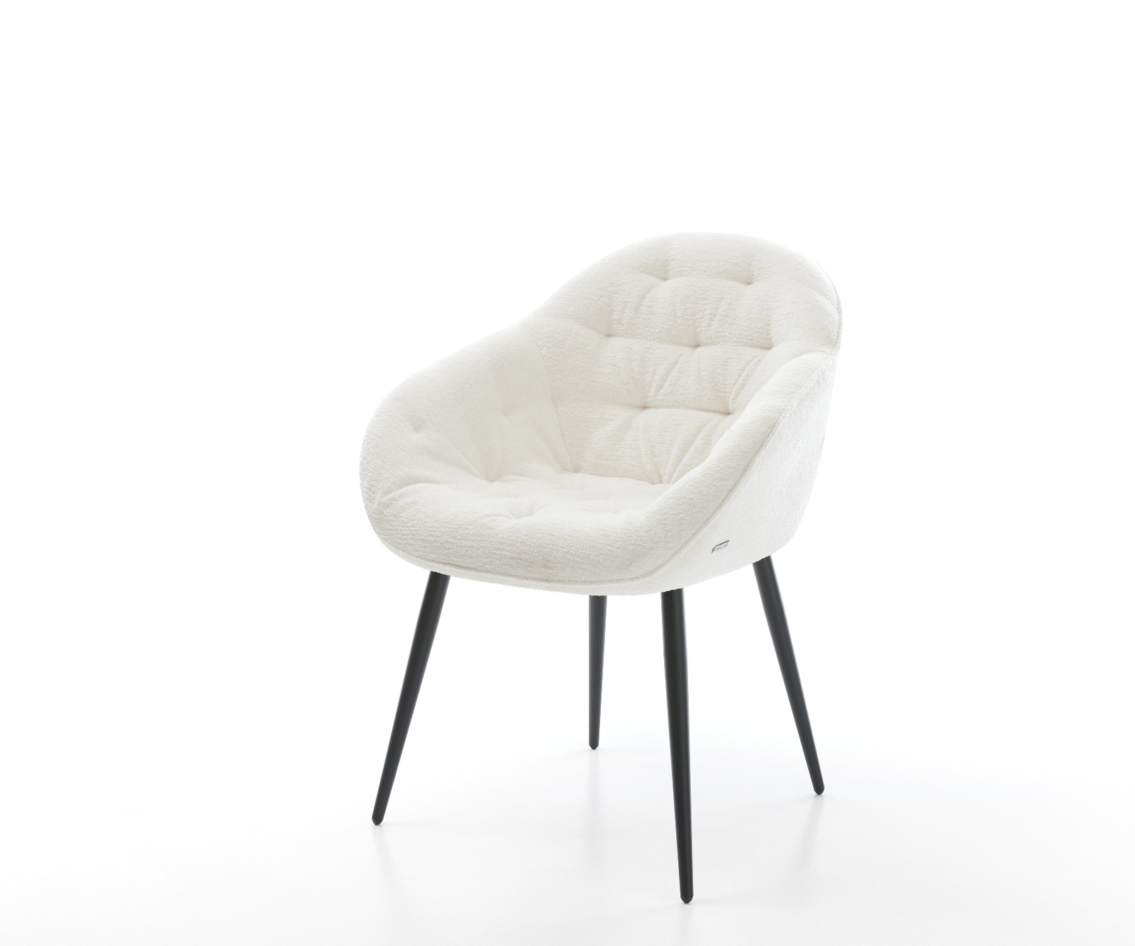 DELIFE Esszimmerstuhl Gaio-Flex Bouclé Soft Beige 4-Fuß konisch Schwarz
