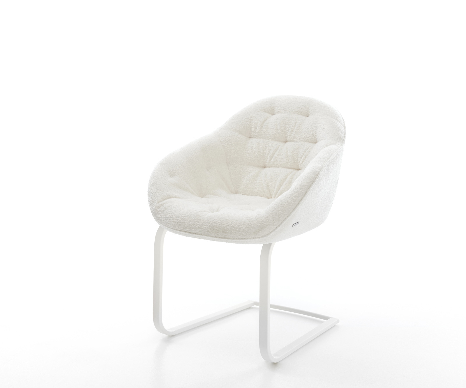 DELIFE Freischwinger Gaio-Flex Bouclé Soft Beige Freischwinger flach Weiß